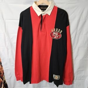 90's Mirage 49ers Colorblock Red And Black Rugby Longsleeve Shirt sz XL
